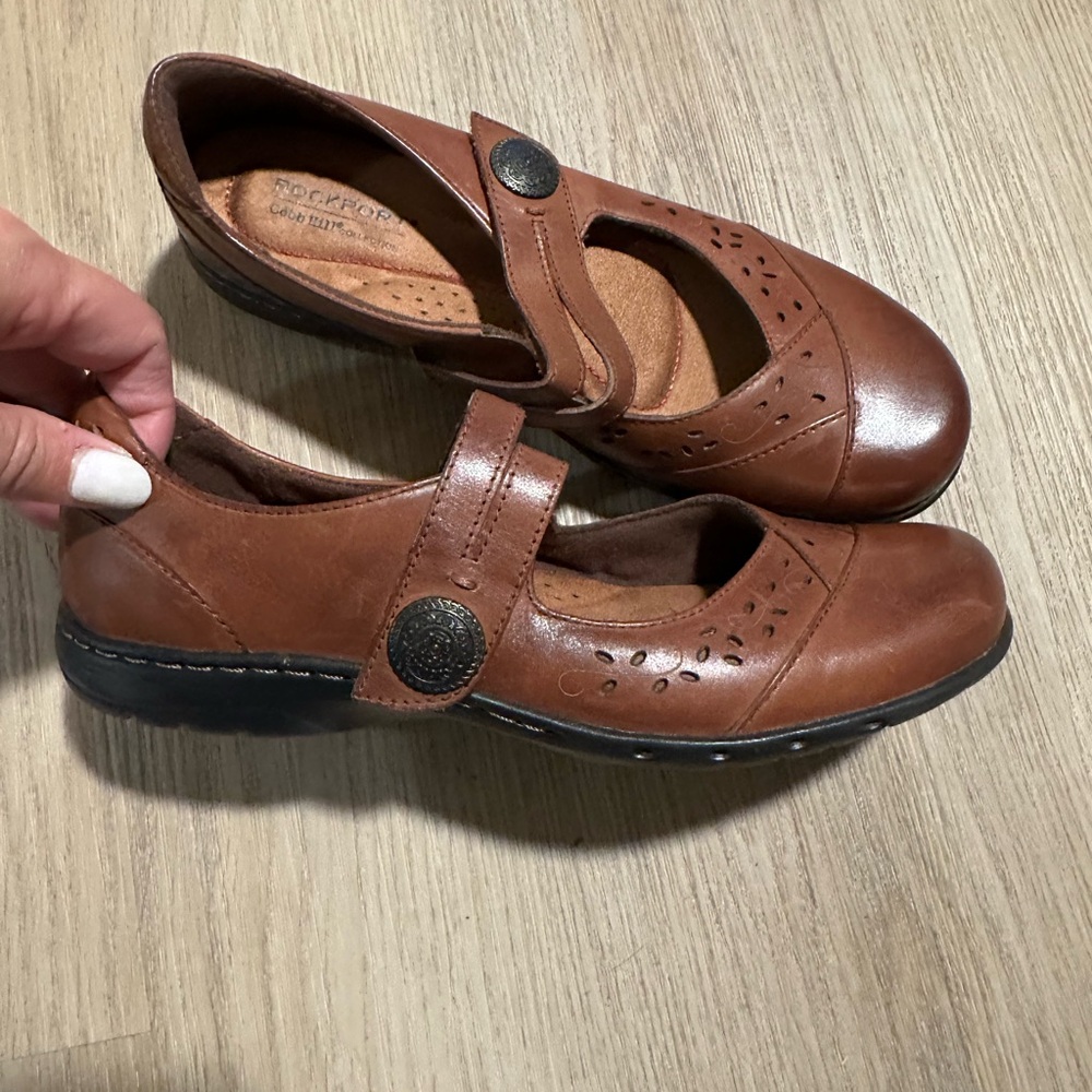 Rockport Cobb Hill Brown Leather Mary Jane flats size 6.5 great condition